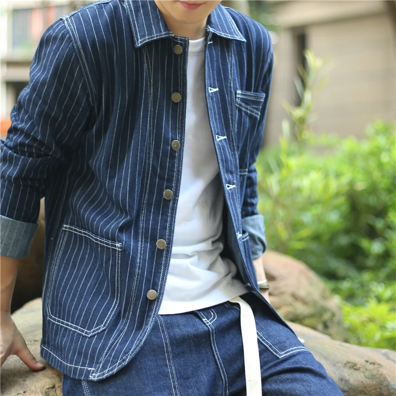 American Sle Slim Fit Men's Denim Jaet Autumn Vintage Stripes Outerwear Workwear Hunting Coat Youth Faion Long Sve
American Sle Slim Fit Men's Denim Jaet Autumn Vintage Stripes Outerwear Workwear Hunting Coat Youth Faion Long Sve