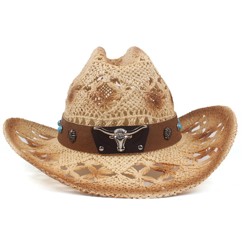 Country Western Cowboy Hats, Handcrafted Hollowed-out Woven Straw Vintage Cowboy Hats With Bull Head Design
Country Western Cowboy Hats, Handcrafted Hollowed-out Woven Straw Vintage Cowboy Hats With Bull Head Design