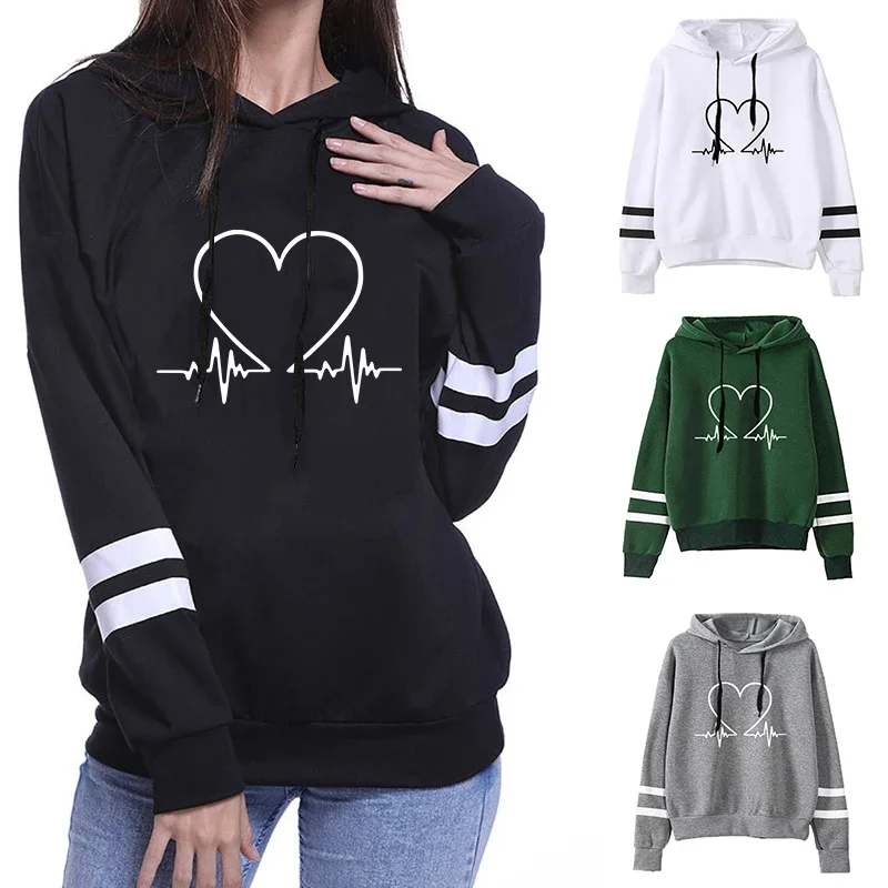 Woman Sweatshirt High Quality Hooded Long Sleeve Pullover Heartbeat Printed Fall Winter Female Home Outdoor Comfort Warm Hoodies
Woman Sweatshirt High Quality Hooded Long Sleeve Pullover Heartbeat Printed Fall Winter Female Home Outdoor Comfort Warm Hoodies