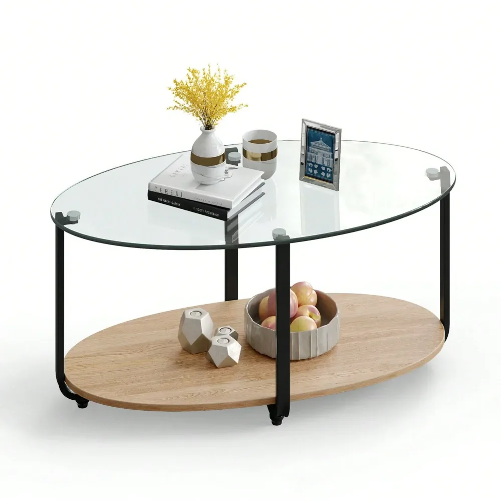 GlassTop Coffee Table 2Tier Modern Oval Side Sofa Table W Storage Shelf
GlassTop Coffee Table 2Tier Modern Oval Side Sofa Table W Storage Shelf