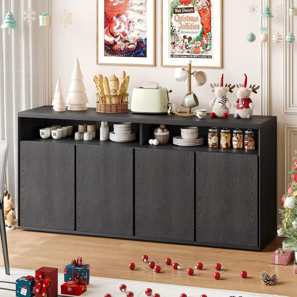Buffet Cabinet with Storage, 63 Sideboard Cabinet with 4 Doors amp Shelves, Modern Kitchen Storage Cabinets, Coffee Bar Console
Buffet Cabinet with Storage, 63 Sideboard Cabinet with 4 Doors amp Shelves, Modern Kitchen Storage Cabinets, Coffee Bar Console