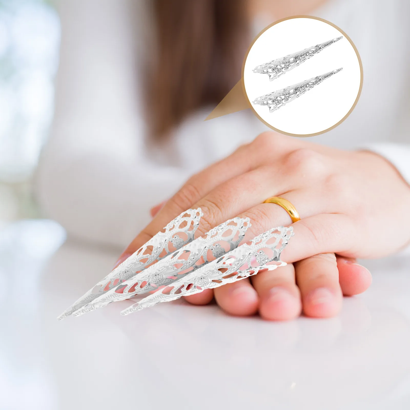 8Pcs Ancient Queen Finger Claw Nail Ring Set Stylish Costume Ornament for Belly Dance Halloween Festival Party Fingernail Claw
8Pcs Ancient Queen Finger Claw Nail Ring Set Stylish Costume Ornament for Belly Dance Halloween Festival Party Fingernail Claw