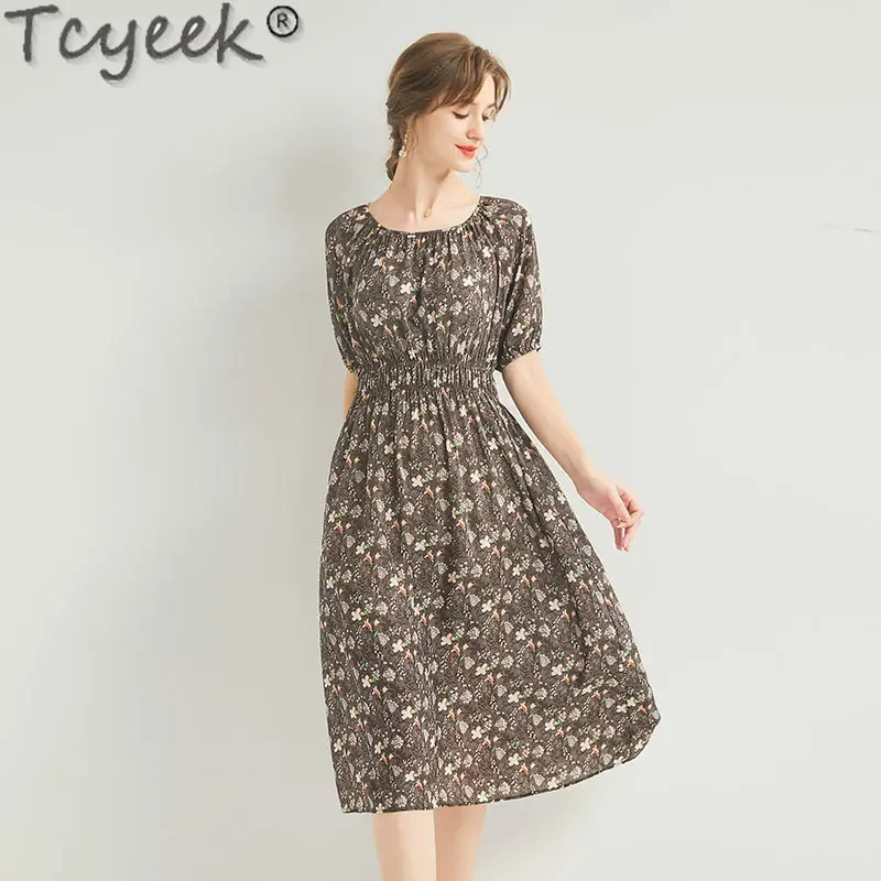 Tcyeek 100% Mulberry Silk Elegant Women's Dresses Long Dresses for Women Clothes Summer Dress 2024 Loose Waist Vestidos De Mujer 
Tcyeek 100% Mulberry Silk Elegant Women's Dresses Long Dresses for Women Clothes Summer Dress 2024 Loose Waist Vestidos De Mujer