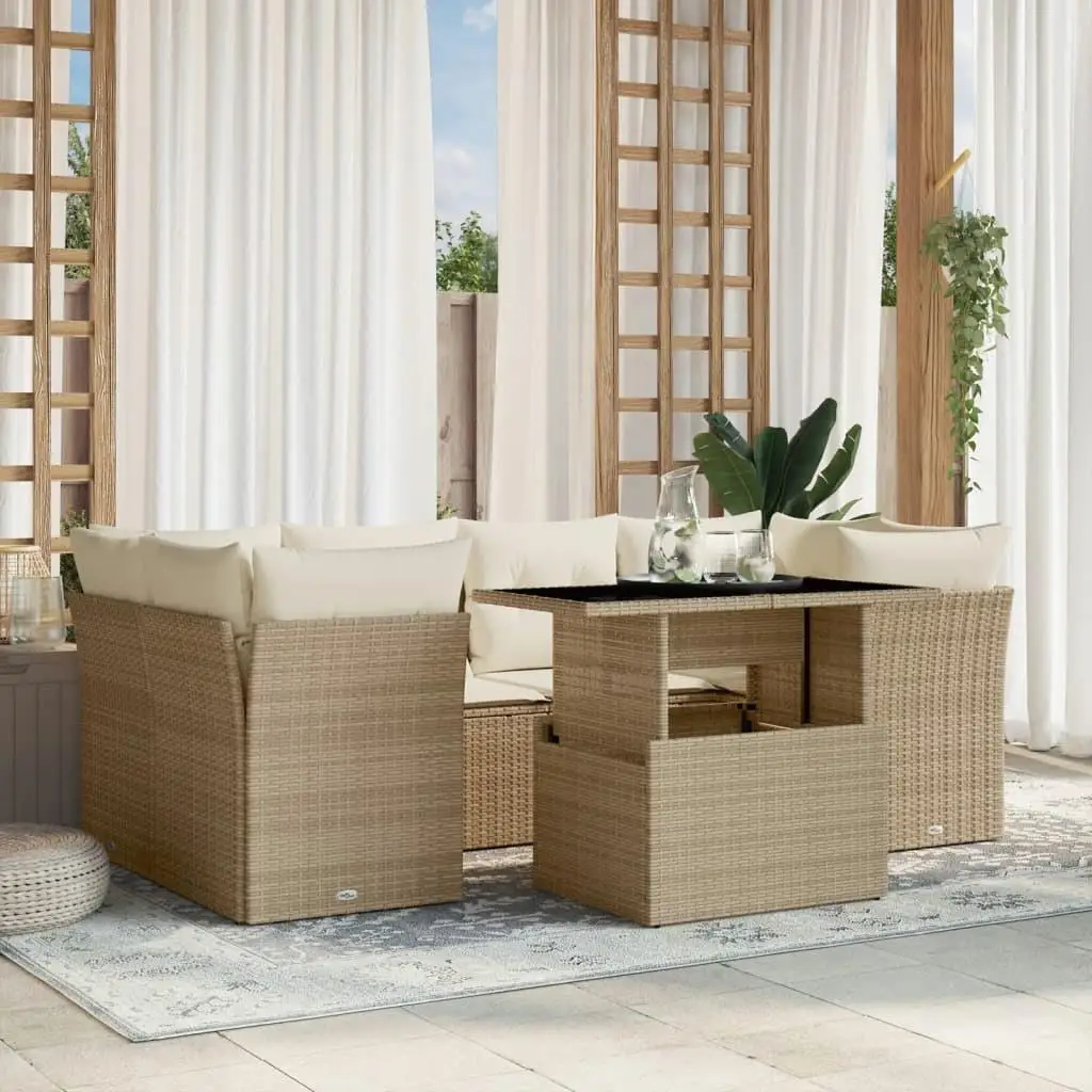 Beige 7 Piece Modular Garden Sofa Set Outdoor PE Rattan Furniture Set for Patio and Backyard
Beige 7 Piece Modular Garden Sofa Set Outdoor PE Rattan Furniture Set for Patio and Backyard