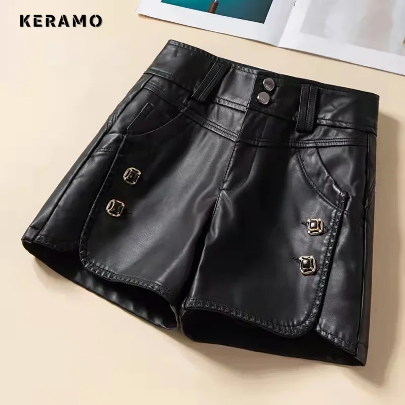 Simplicity Office Lady Autumn Winter Women Solid Zipper Button Pockets Korean Fashion High Waist Slim A-line PU Leather Shorts
Simplicity Office Lady Autumn Winter Women Solid Zipper Button Pockets Korean Fashion High Waist Slim A-line PU Leather Shorts