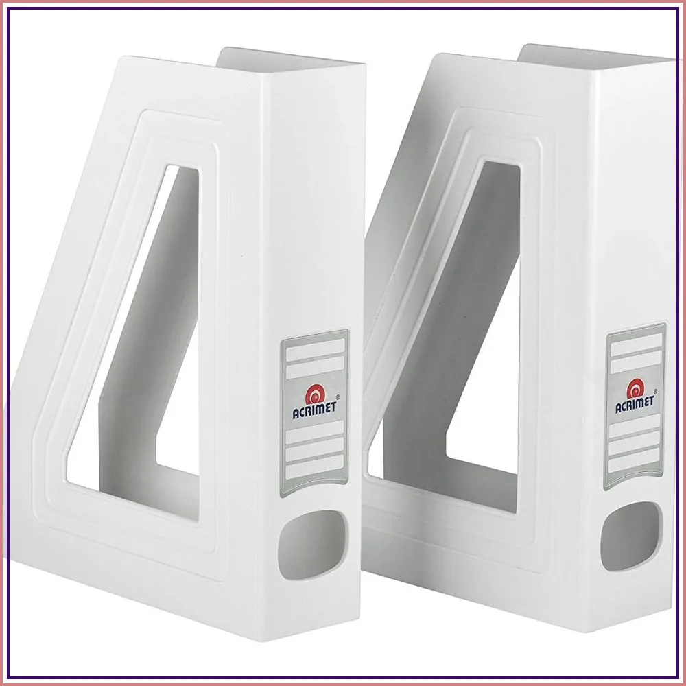 Vertical Magazine File Holder, 2-Pack Durable Plastic Desk Organizer for Documents, Folders & Mail, White
Vertical Magazine File Holder, 2-Pack Durable Plastic Desk Organizer for Documents, Folders & Mail, White
