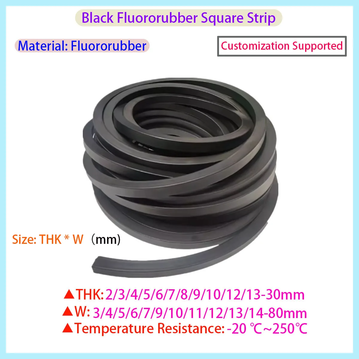 Black 1M Square Solid Fluororubber Strip High Temperature and Oil Resistant Sealing Gasket
Black 1M Square Solid Fluororubber Strip High Temperature and Oil Resistant Sealing Gasket