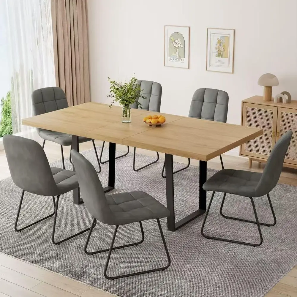 7-Piece Oak Dining Table Set with 6 Padded Chairs, Expandable & Space-Saving Design, Easy Assembly for Home or Restaurant Use
7-Piece Oak Dining Table Set with 6 Padded Chairs, Expandable & Space-Saving Design, Easy Assembly for Home or Restaurant Use