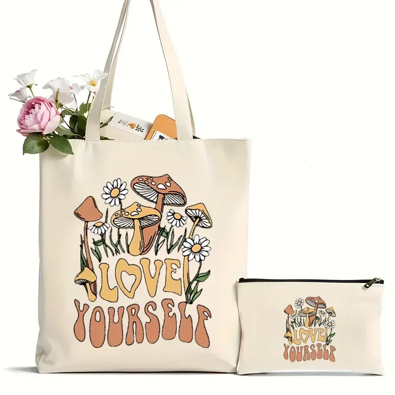 2Pcs Stylish Mushroom Print Tote Bag Casual Large Capacity Multi-purpose Shoulder Bag Beach Shopping Bag Handbag
2Pcs Stylish Mushroom Print Tote Bag Casual Large Capacity Multi-purpose Shoulder Bag Beach Shopping Bag Handbag
