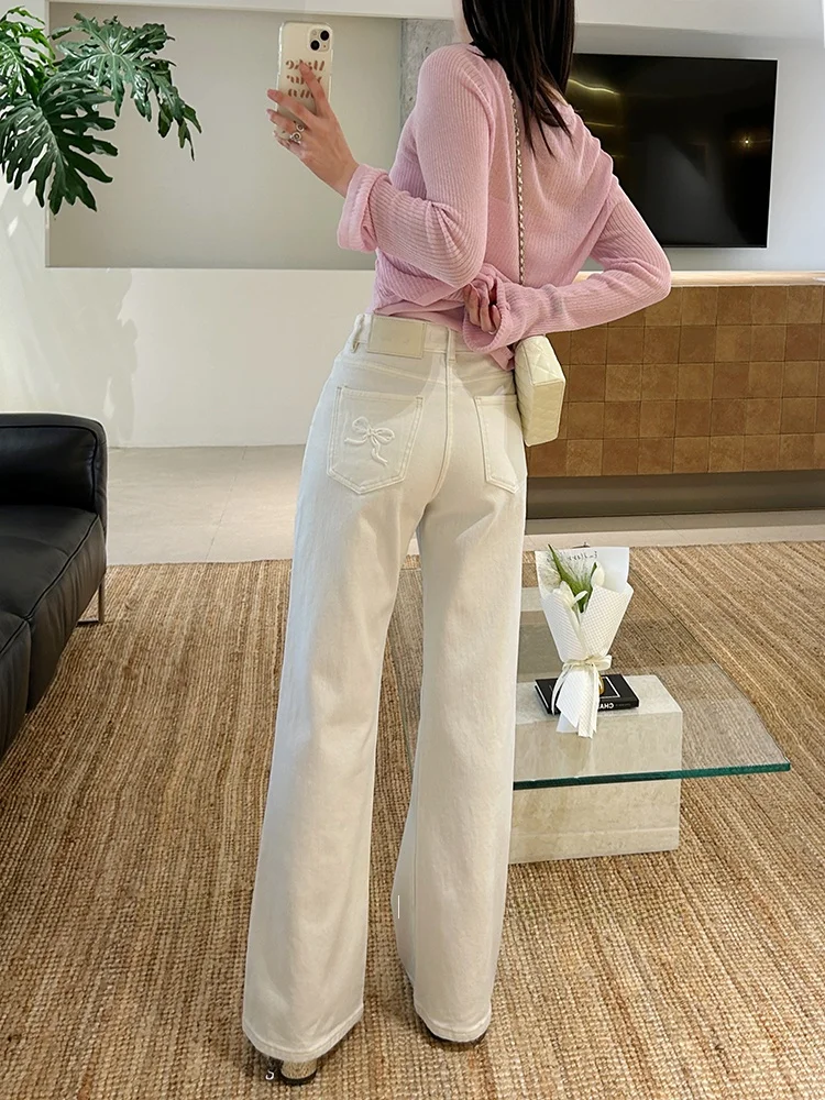 High Waist Flared Denim Jeans Women's Spring 2026 New Style Bow Knot Cotton Stretchy Comfortable Straight Cut White Pants
High Waist Flared Denim Jeans Women's Spring 2026 New Style Bow Knot Cotton Stretchy Comfortable Straight Cut White Pants