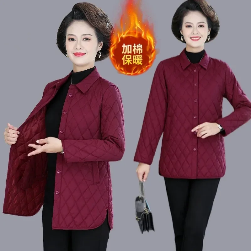 Mother's clothing Warm Shirt 2024 Autumn/Winter New Slim Long sleeved Lightweight Jacket Female Solid Casual Outwear Tops
Mother's clothing Warm Shirt 2024 Autumn/Winter New Slim Long sleeved Lightweight Jacket Female Solid Casual Outwear Tops