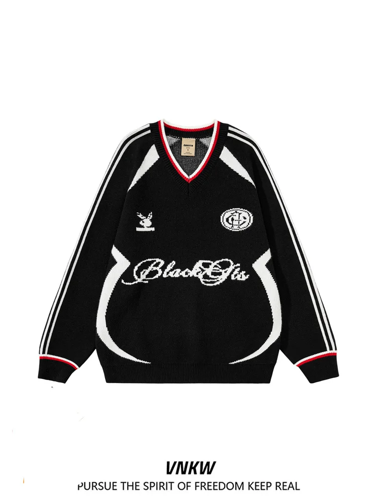 Американский вязаный свитер в стиле ретро с полосками и буквенным принтом, укороченный, в стиле Cleanfit, спортивный, для пар, осенняя одежда
Американский вязаный свитер в стиле ретро с полосками и буквенным принтом, укороченный, в стиле Cleanfit, спортивный, для пар, осенняя одежда