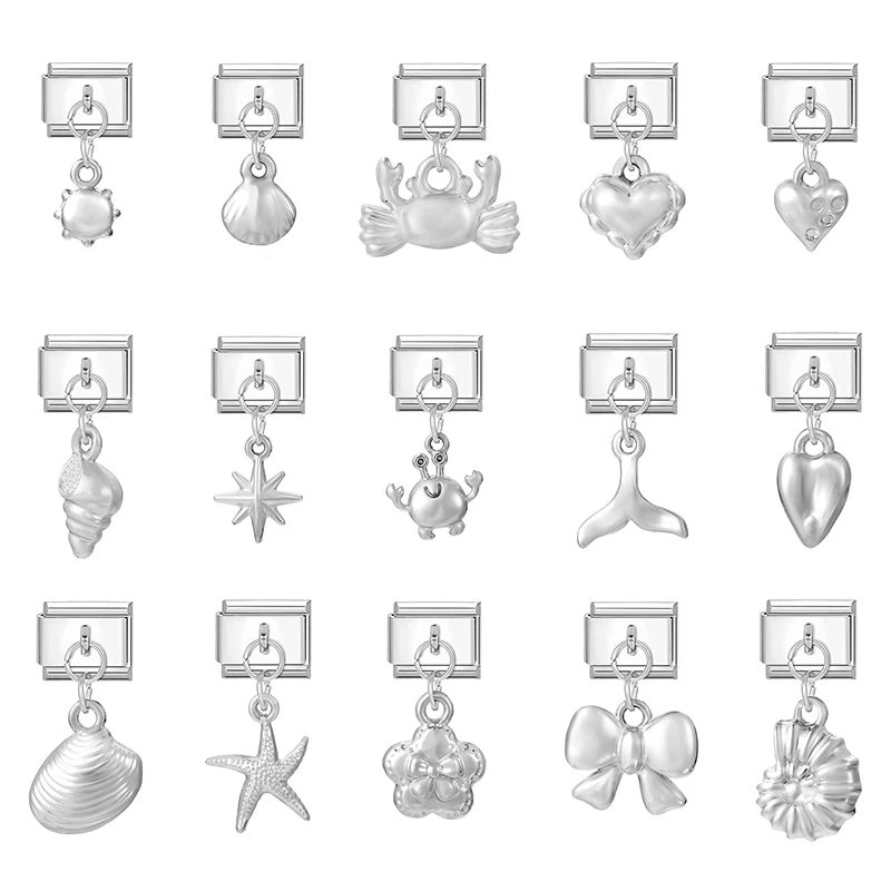 Lovely Heart Bow Knot Shell Conch Starfish Pendant Italian Charm Link Fit 9MM Stainless Steel Bracelet DIY Making Men Women Gift
Lovely Heart Bow Knot Shell Conch Starfish Pendant Italian Charm Link Fit 9MM Stainless Steel Bracelet DIY Making Men Women Gift