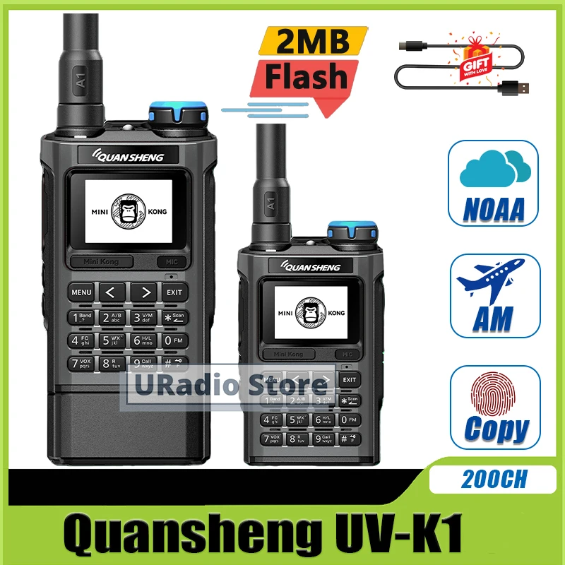 Quansheng UV-K1 Mini Walkie Talkie USB-C Charging Programming 2MB Flash 1400mAh/2500mAh Long Range High Capacity NOAA Weather FM
Quansheng UV-K1 Mini Walkie Talkie USB-C Charging Programming 2MB Flash 1400mAh/2500mAh Long Range High Capacity NOAA Weather FM