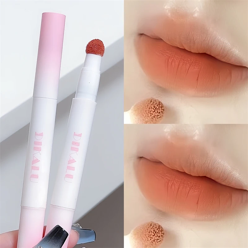 DIKALU Lip Powder Cream Air Cushion Lip Cream Matte Lip Glaze Mouth Red Lip Mud Non-fading Non-stick Cup Feminine White Brick Re
