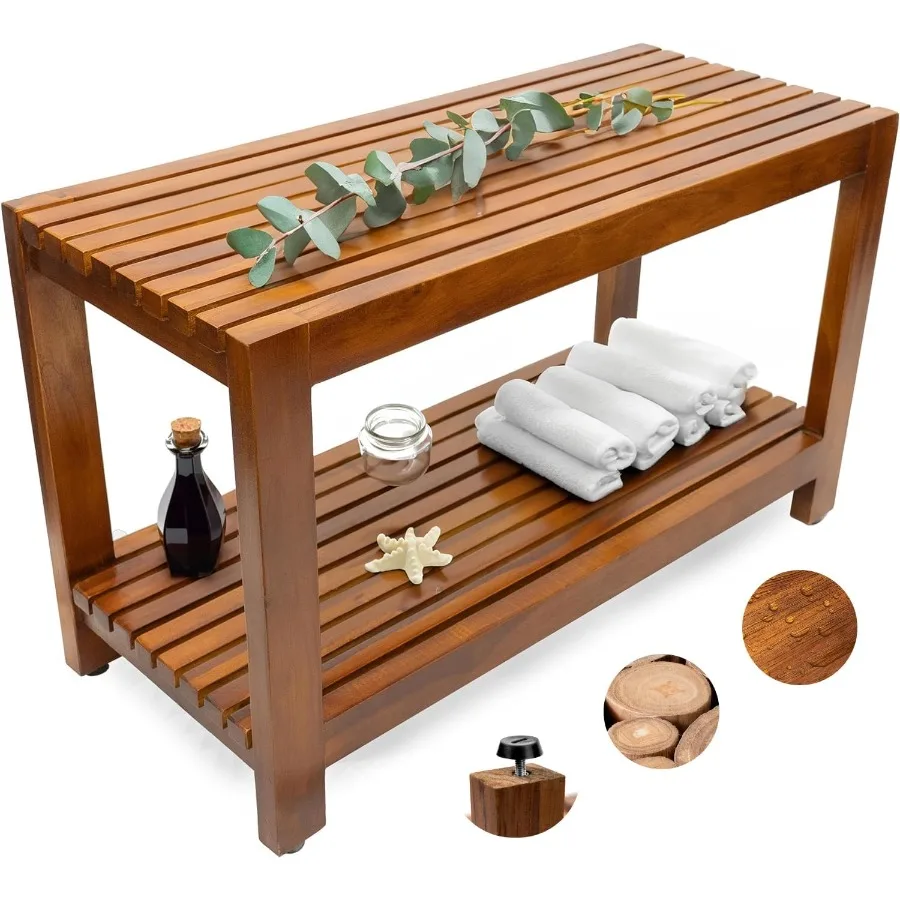 Teak Shower Bench - Fully Assembled 30 inch Shower Bench with Shelf Water Resistant Shower Benches for Inside Shower to Sit on
Teak Shower Bench - Fully Assembled 30 inch Shower Bench with Shelf Water Resistant Shower Benches for Inside Shower to Sit on