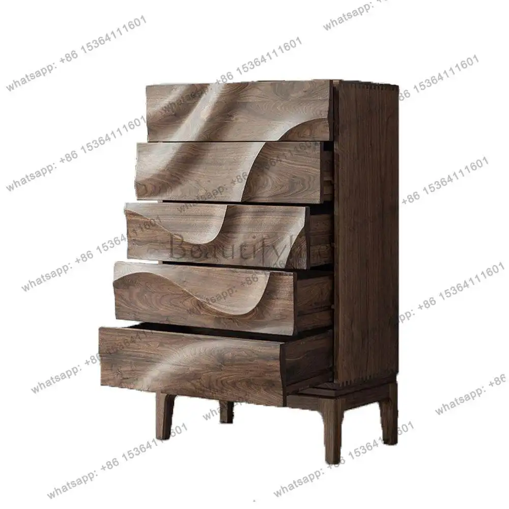 Black walnut all-solid wood chest of drawers Bedroom storage Home locker
Black walnut all-solid wood chest of drawers Bedroom storage Home locker
