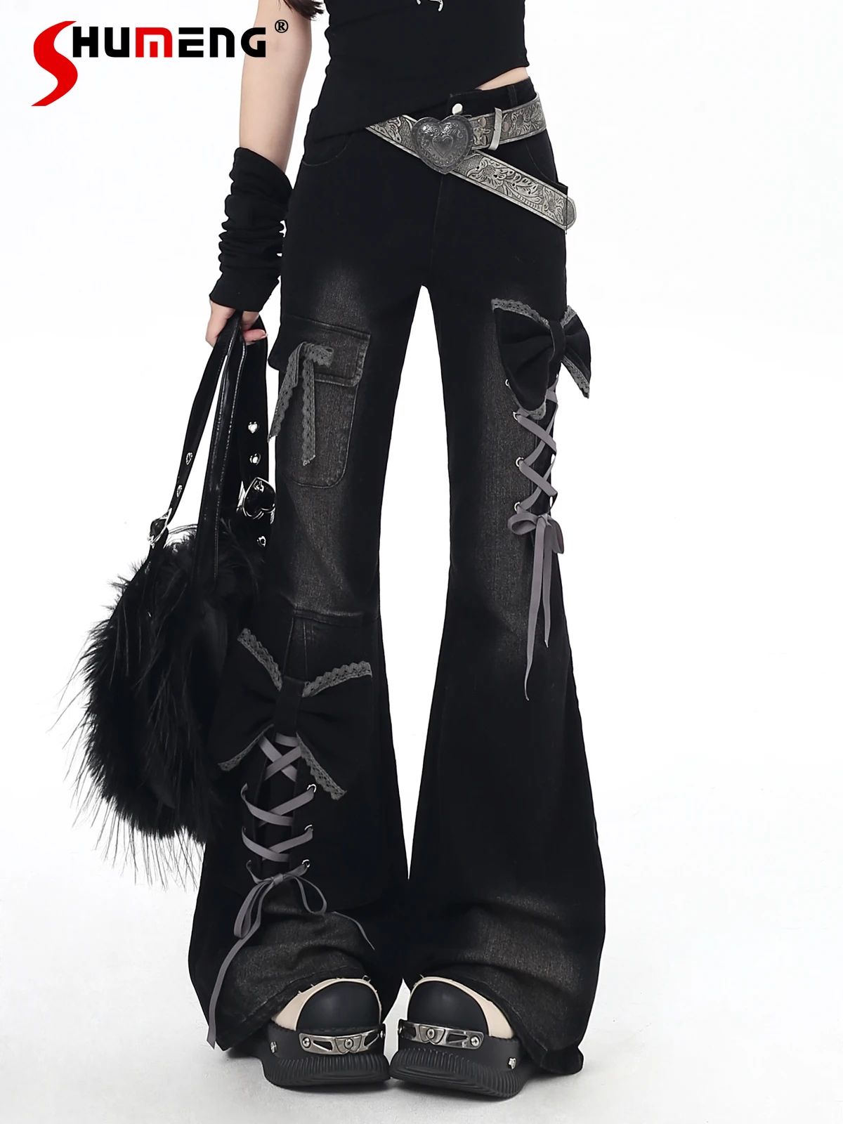 Оригинальные джинсовые брюки Sweet Cool Hot Girl Y2K с 3D бантом и высокой талией, тонкие повседневные универсальные расклешенные джинсы, женские длинные брюки, осень
Оригинальные джинсовые брюки Sweet Cool Hot Girl Y2K с 3D бантом и высокой талией, тонкие повседневные универсальные расклешенные джинсы, женские длинные брюки, осень