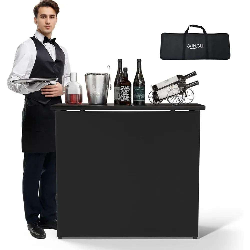 Portable Outdoor/Indoor Bar Table, Mobile Bartending Station, 39 High Up Bar with Skirt, Black
Portable Outdoor/Indoor Bar Table, Mobile Bartending Station, 39 High Up Bar with Skirt, Black