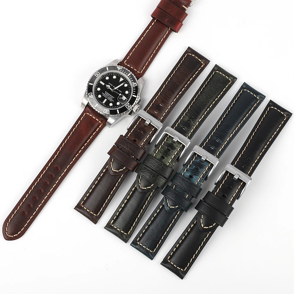 Vintage Oil Wax Genuine Leather Watch Strap 18mm 19mm 20mm 21mm 22mm Cowhide Watchband for Samsung Galaxy Wrist Bracelet Band
Vintage Oil Wax Genuine Leather Watch Strap 18mm 19mm 20mm 21mm 22mm Cowhide Watchband for Samsung Galaxy Wrist Bracelet Band