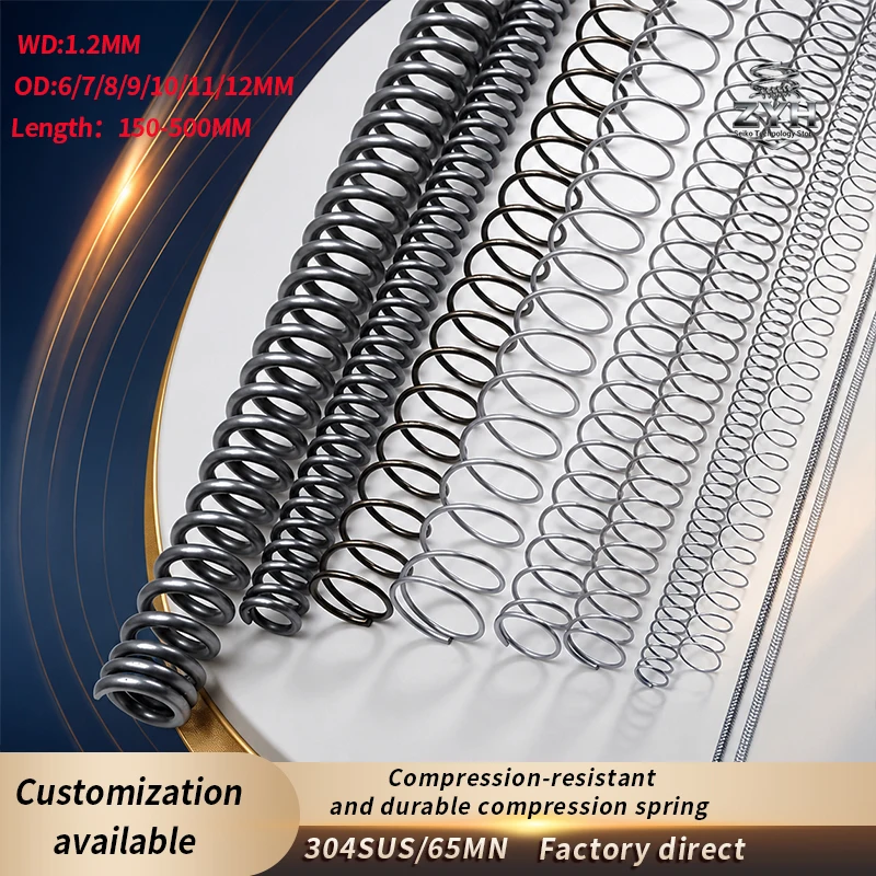 304SUS/65MN 1pcs precision strong compression large spring WD1.2mm OD6-12mm Length150-500mm spiral long diameter spring
304SUS/65MN 1pcs precision strong compression large spring WD1.2mm OD6-12mm Length150-500mm spiral long diameter spring
