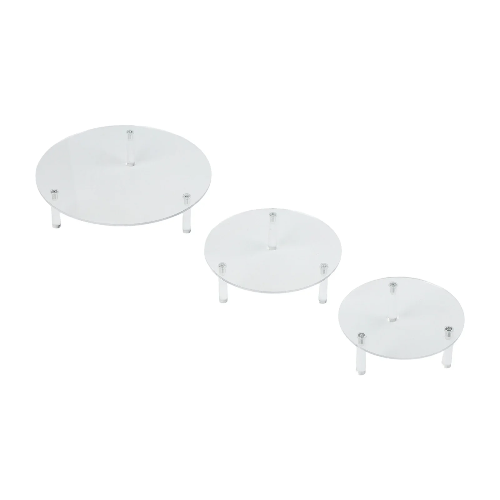 3 Clear Round Acrylic Display Risers with Cylindrical Legs for Use with Jewelry For Cakes and Decorative Items
3 Clear Round Acrylic Display Risers with Cylindrical Legs for Use with Jewelry For Cakes and Decorative Items