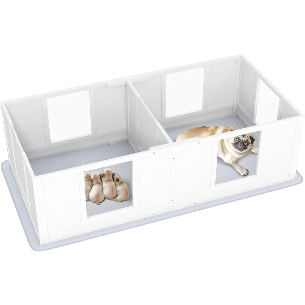 Whelping Box for Dogs with Waterproof Whelping Pad, Dog Whelping Pen with Clear Panels, Adjustable Entrance, Double Room, Non-S
Whelping Box for Dogs with Waterproof Whelping Pad, Dog Whelping Pen with Clear Panels, Adjustable Entrance, Double Room, Non-S