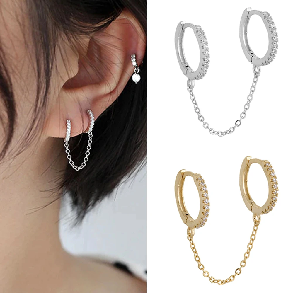 1pc Unisex Simple Crystal Zircon Double Ear Pierced Earrings Women Men Punk Styles Long Chain Hoop Earring Party Jewelry
1pc Unisex Simple Crystal Zircon Double Ear Pierced Earrings Women Men Punk Styles Long Chain Hoop Earring Party Jewelry