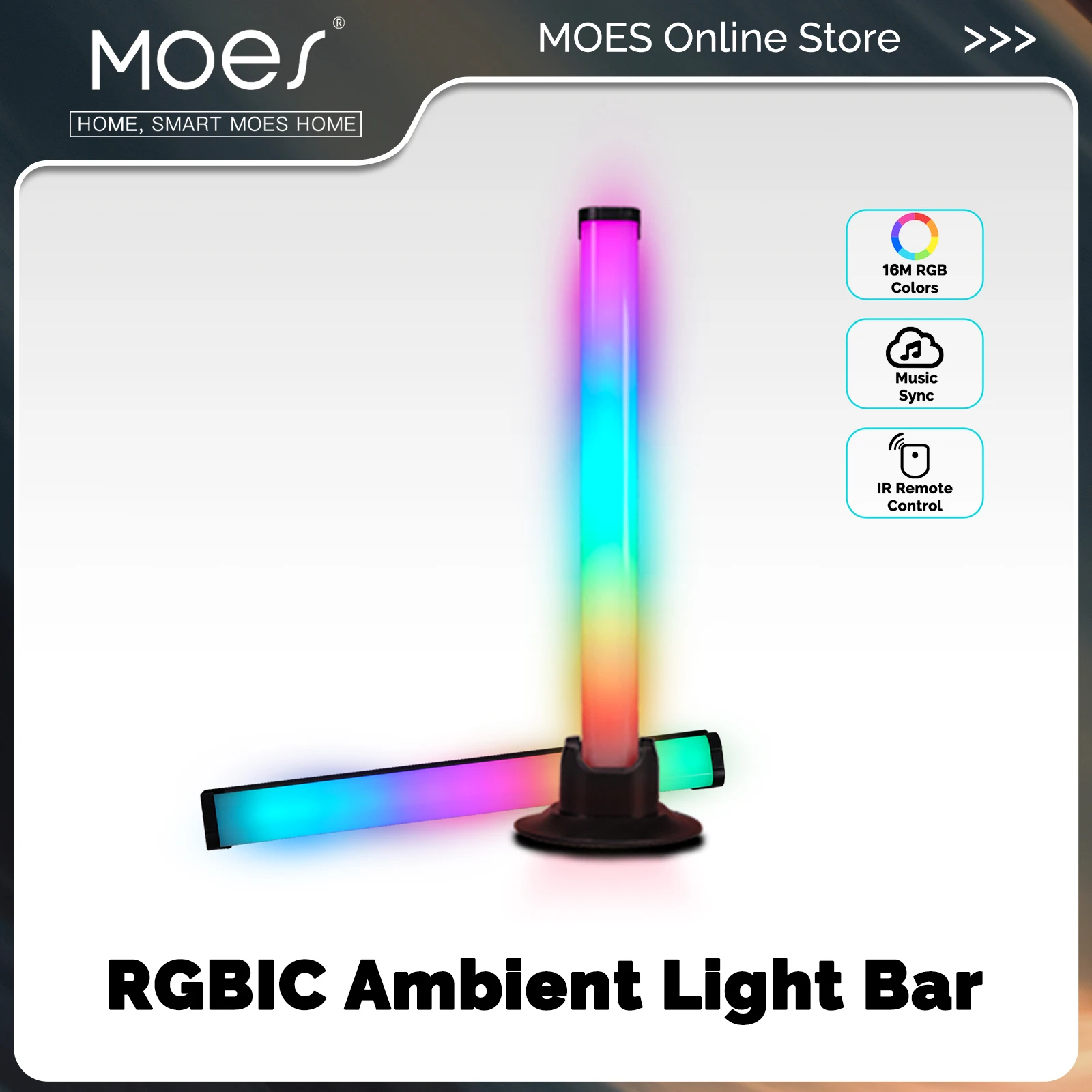 MOES RGBIC Bar Light Music Sync Rhythm With IR Remote Control PC Desktop Home Decor Cabinet Backlight Gaming Room USB Powered
MOES RGBIC Bar Light Music Sync Rhythm With IR Remote Control PC Desktop Home Decor Cabinet Backlight Gaming Room USB Powered