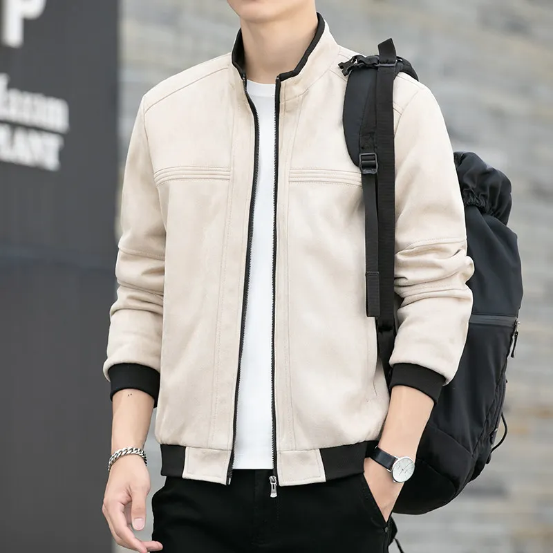 Весенне-осенняя мужская замшевая куртка из кожи оленя, бархатная повседневная универсальная верхняя одежда с воротником-стойкой и лацканами на молнии
Весенне-осенняя мужская замшевая куртка из кожи оленя, бархатная повседневная универсальная верхняя одежда с воротником-стойкой и лацканами на молнии