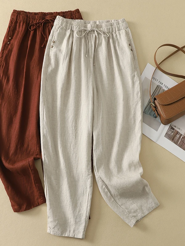 Casual Loose Straight Leg Pants Women's plus Size Elastic Waist Pure Color Embroidery Comfortable Breathable Summer Trousers
Casual Loose Straight Leg Pants Women's plus Size Elastic Waist Pure Color Embroidery Comfortable Breathable Summer Trousers