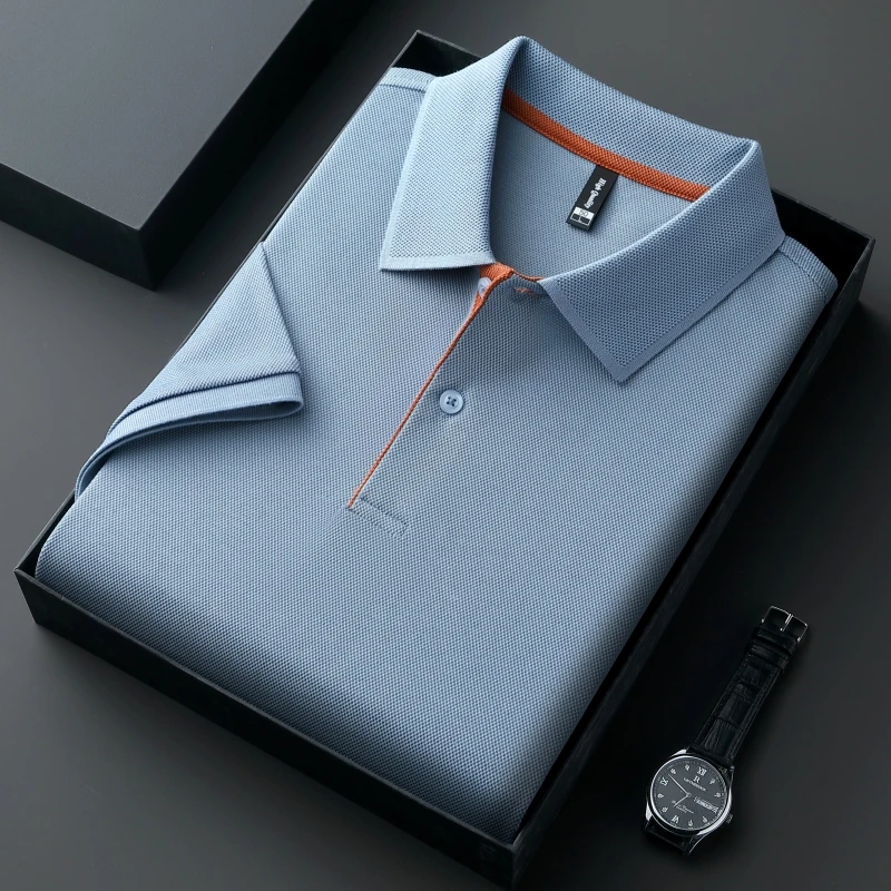 High Quality Mulberry Silk + Cotton Tops Summer Men Classic Solid Business Clothes Short Sleeve Formal Male Polo Shirts
High Quality Mulberry Silk + Cotton Tops Summer Men Classic Solid Business Clothes Short Sleeve Formal Male Polo Shirts