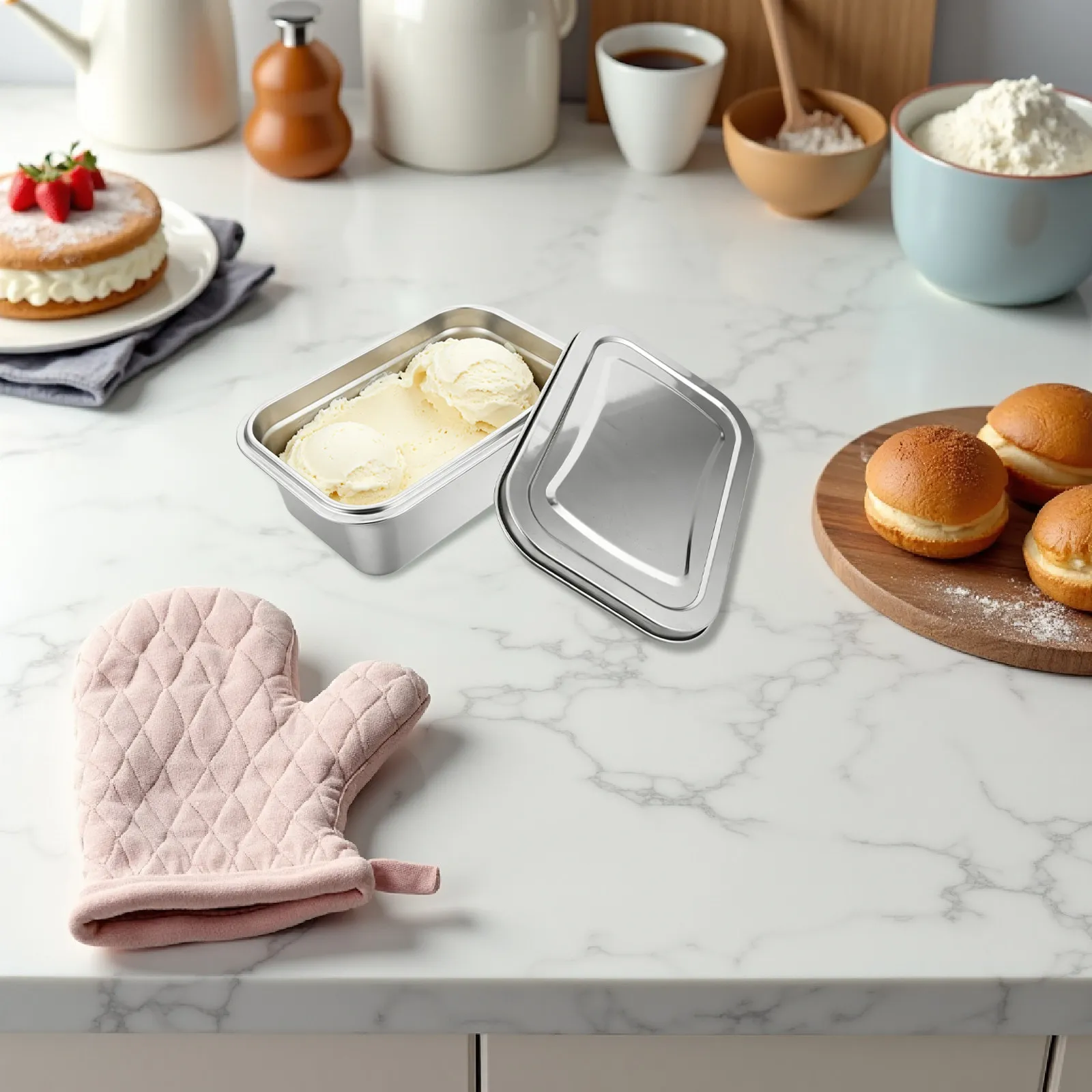 1.8L Stainless Steel Freezer Container for Ice Cream Butter Sauces Leftovers Airtight Seal Odor Free No Freezer Burn Reusable
1.8L Stainless Steel Freezer Container for Ice Cream Butter Sauces Leftovers Airtight Seal Odor Free No Freezer Burn Reusable