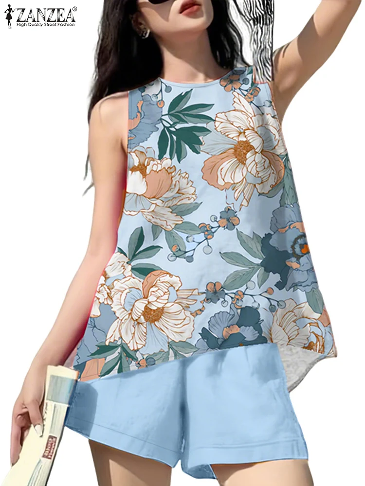 ZANZEA Floral Printed Sleeveless Tops Summer Short Sets Vacation Day Wear Elastic Waist Shorts Women 2pcs Suits 2 Pieces Sets
ZANZEA Floral Printed Sleeveless Tops Summer Short Sets Vacation Day Wear Elastic Waist Shorts Women 2pcs Suits 2 Pieces Sets