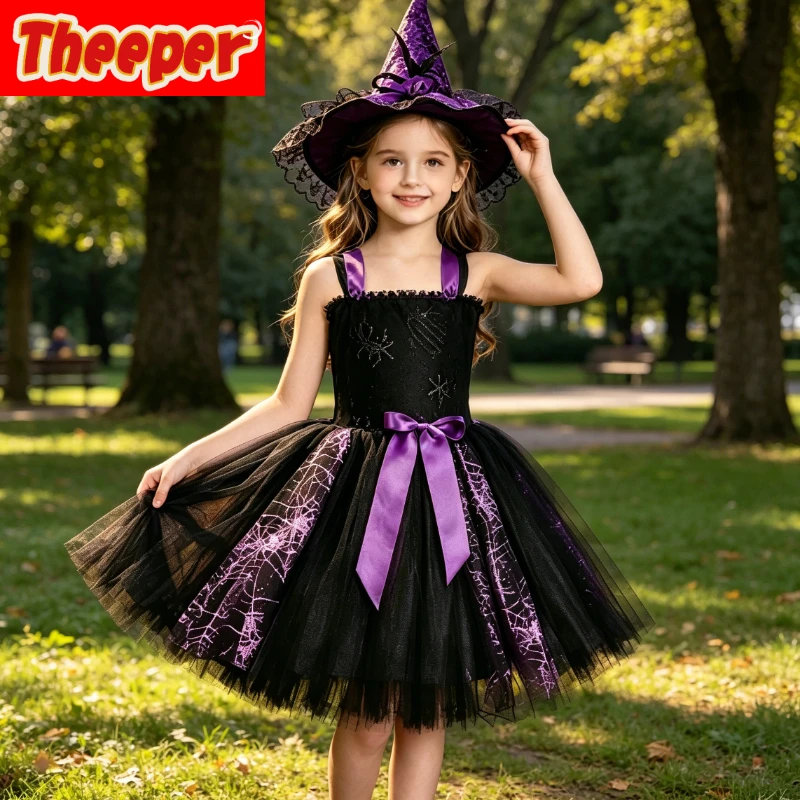 Halloween Gothic Witch Tutu Dress with Glitter Spider Details,Matched Broom Prop and Bow Ornament for Festive Carnival Role Play
Halloween Gothic Witch Tutu Dress with Glitter Spider Details,Matched Broom Prop and Bow Ornament for Festive Carnival Role Play