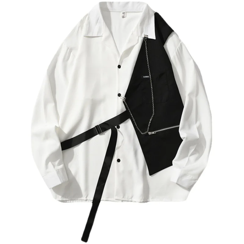 White Long Sleeve Shirt Men's Hip Hop Streetwear Design Sensibility Trendyins Spring Autumn Vest Fashionable Dress Shirt Jacket
White Long Sleeve Shirt Men's Hip Hop Streetwear Design Sensibility Trendyins Spring Autumn Vest Fashionable Dress Shirt Jacket