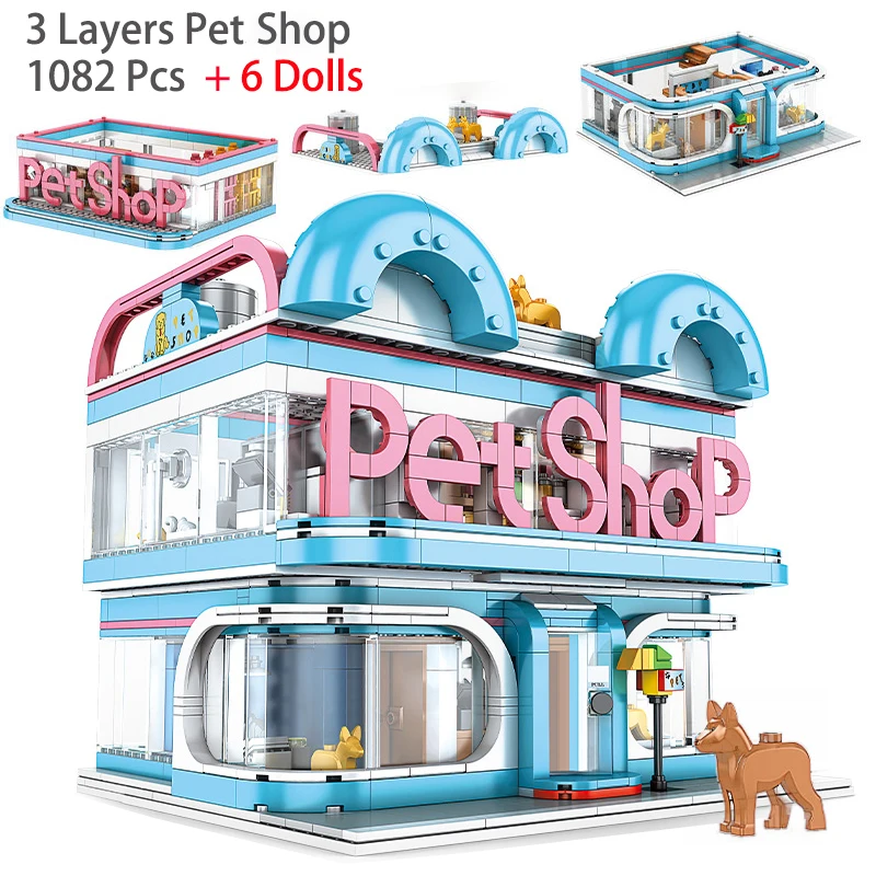 Three-layer Pet Shop Building Blocks City Street View Creative Cat Dog Care Shop DIY toy Mini Bricks Children Toys for Kids Gift
Three-layer Pet Shop Building Blocks City Street View Creative Cat Dog Care Shop DIY toy Mini Bricks Children Toys for Kids Gift