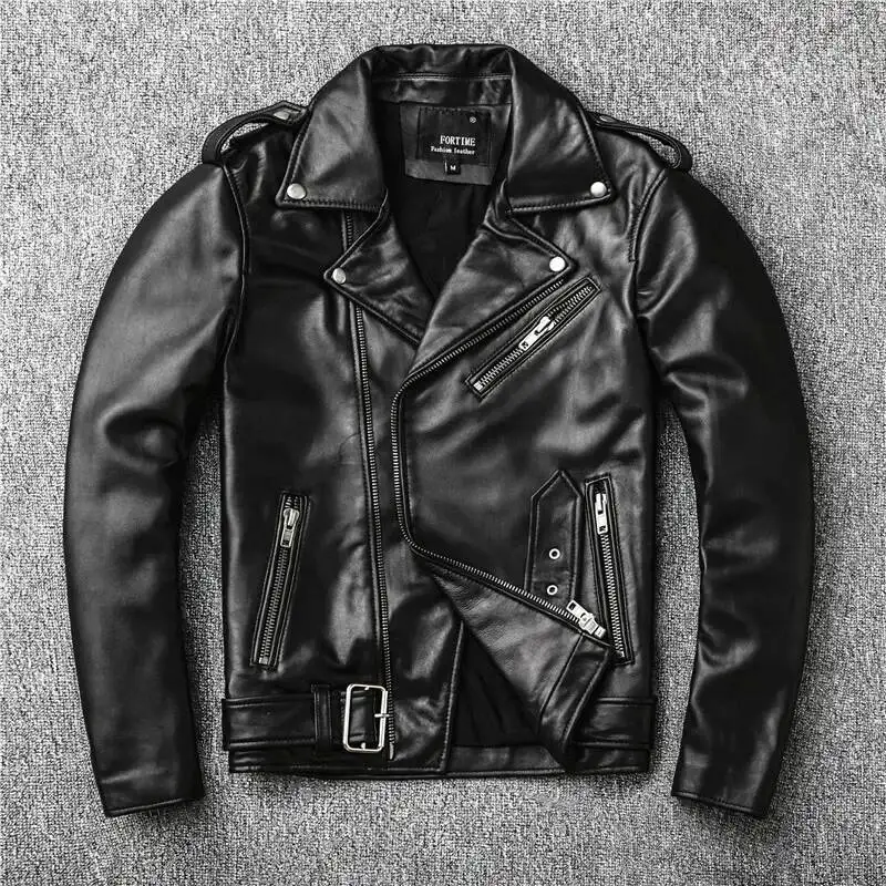 First New Style Layer Sheep Men's Motorcycle Belt Lapel Leather Jacket Slim Fit Trendy Coat
First New Style Layer Sheep Men's Motorcycle Belt Lapel Leather Jacket Slim Fit Trendy Coat