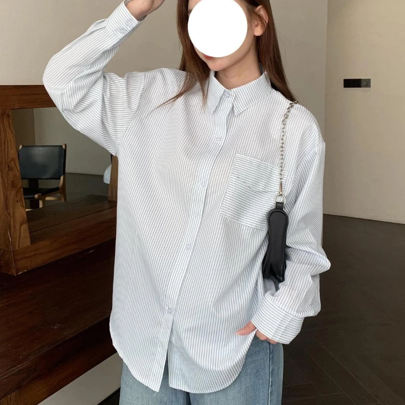 Korean Polo Neck Striped Long Sleeve Shirt Tops Spring Autumn New Youth All-match Lazy Style Blouse Casual Fashion Women Clothes
Korean Polo Neck Striped Long Sleeve Shirt Tops Spring Autumn New Youth All-match Lazy Style Blouse Casual Fashion Women Clothes