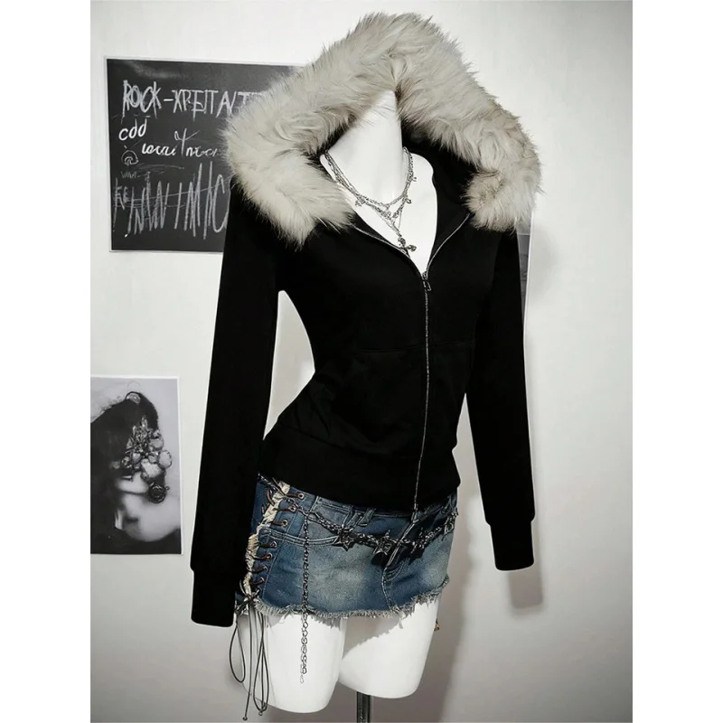 Y2K Harajuku Gothic Women's Clothing Hoodie Sexy Slim Chic Suede Fur Collar Letter Print Cardigan Sweatshirt Female Streetwear
Y2K Harajuku Gothic Women's Clothing Hoodie Sexy Slim Chic Suede Fur Collar Letter Print Cardigan Sweatshirt Female Streetwear