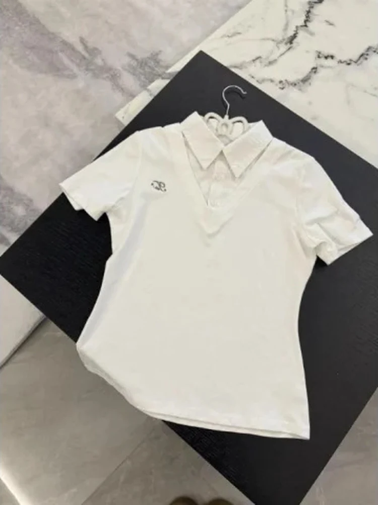 Summer Short Sleeve Pure Cotton Shirt Women's Color Block Waist Cinched T-Shirt Casual College Style Versatile Slim Fit
Summer Short Sleeve Pure Cotton Shirt Women's Color Block Waist Cinched T-Shirt Casual College Style Versatile Slim Fit