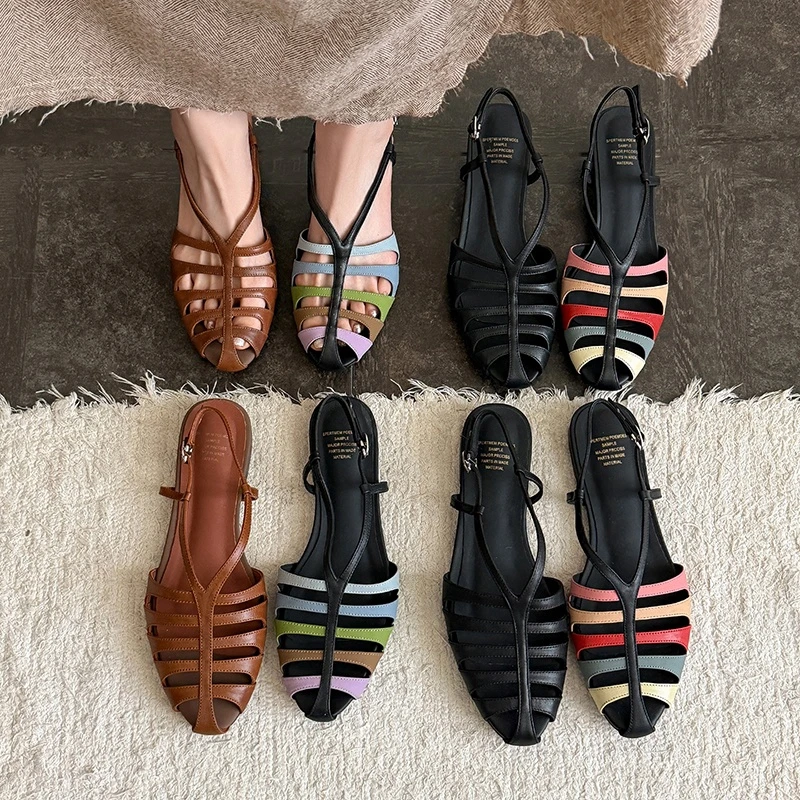 Women's new summer genuine leather sheepskin middle heel with loose closure, perforated breathable Roman shoes, fashion sandals
Women's new summer genuine leather sheepskin middle heel with loose closure, perforated breathable Roman shoes, fashion sandals