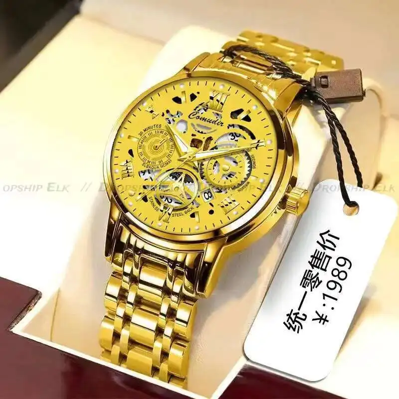 Fashionable hollowed out men's quartz watches waterproof stainless steel strap date night light top-level quartz watch for men
Fashionable hollowed out men's quartz watches waterproof stainless steel strap date night light top-level quartz watch for men