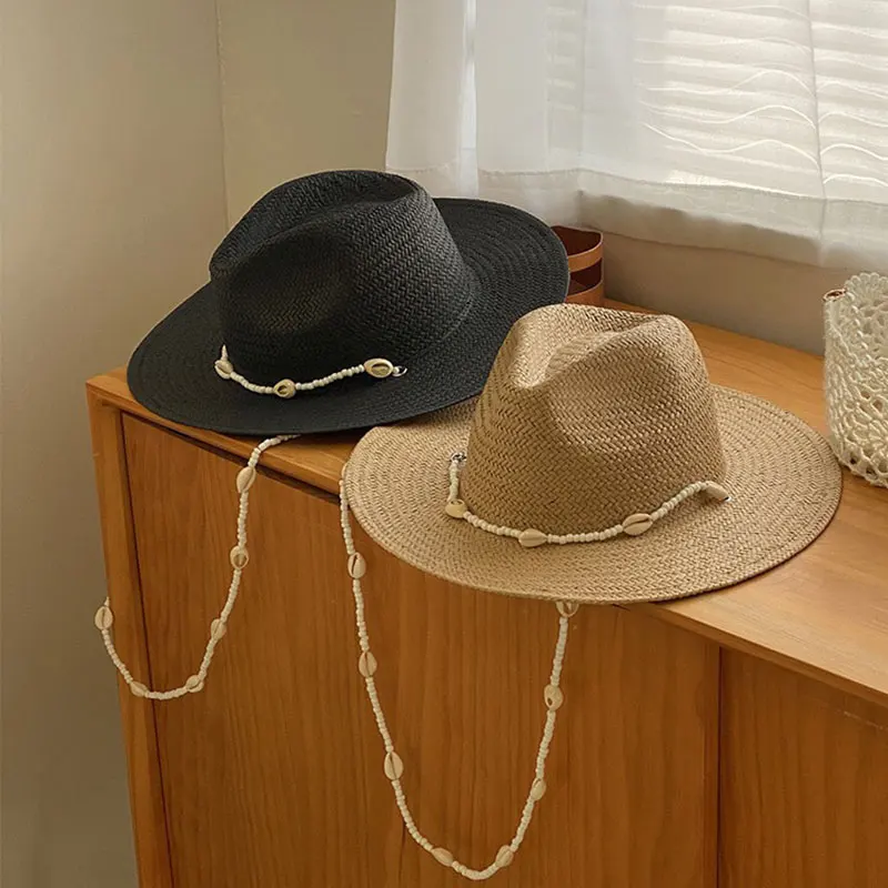 New Women Summer Retro Shell Chain Hats Sun Hat Panama Elegant Fedoras Lady Girl Outdoor Vacation Sunshade Beach Hat
New Women Summer Retro Shell Chain Hats Sun Hat Panama Elegant Fedoras Lady Girl Outdoor Vacation Sunshade Beach Hat
