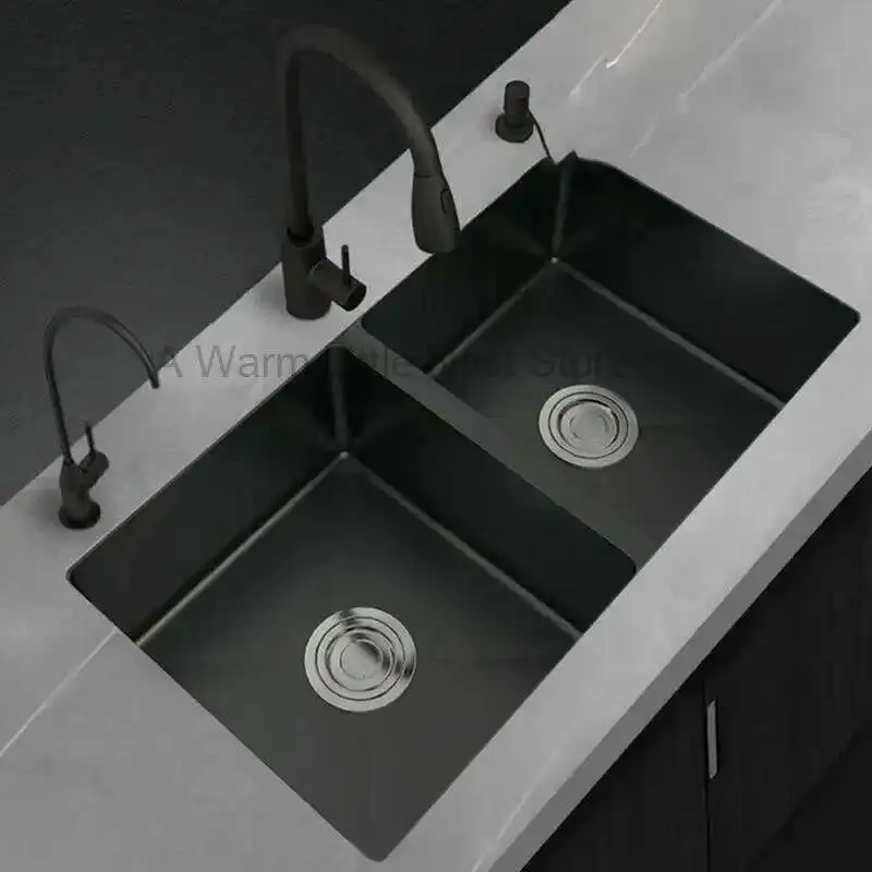Modern 304 Stainles Steel Sink for Kitchen Counter Basin Black Nano Double Slot Creative High Capacity Undermount Kitchen Sinks
Modern 304 Stainles Steel Sink for Kitchen Counter Basin Black Nano Double Slot Creative High Capacity Undermount Kitchen Sinks