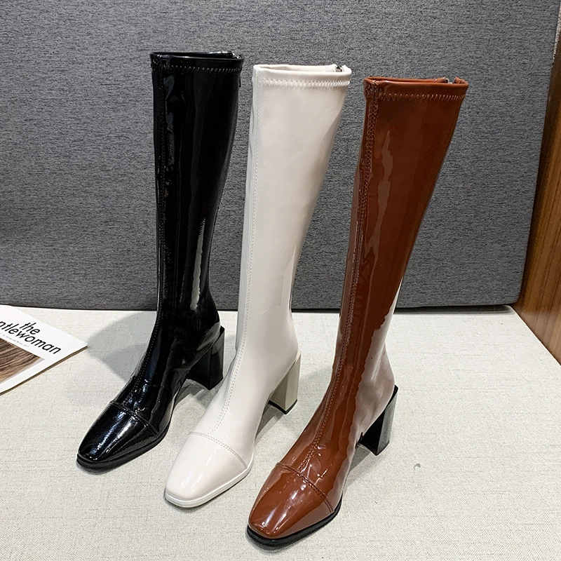Brand Women Boots Fashion High Heels Knee High Boots Faux Leather Pointed Toe Slim Thin Heel Boots Winter Warm Female Boot Beige
Brand Women Boots Fashion High Heels Knee High Boots Faux Leather Pointed Toe Slim Thin Heel Boots Winter Warm Female Boot Beige