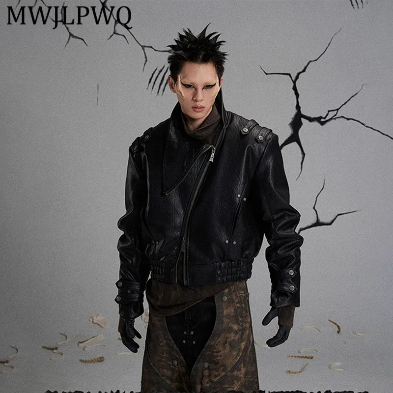 MWJLPWQ Diagonal Zipper Stand Collar Leather Jacket Male High Street Machete Sleeve Button Design Spring Loose Tide Coat 13702
MWJLPWQ Diagonal Zipper Stand Collar Leather Jacket Male High Street Machete Sleeve Button Design Spring Loose Tide Coat 13702