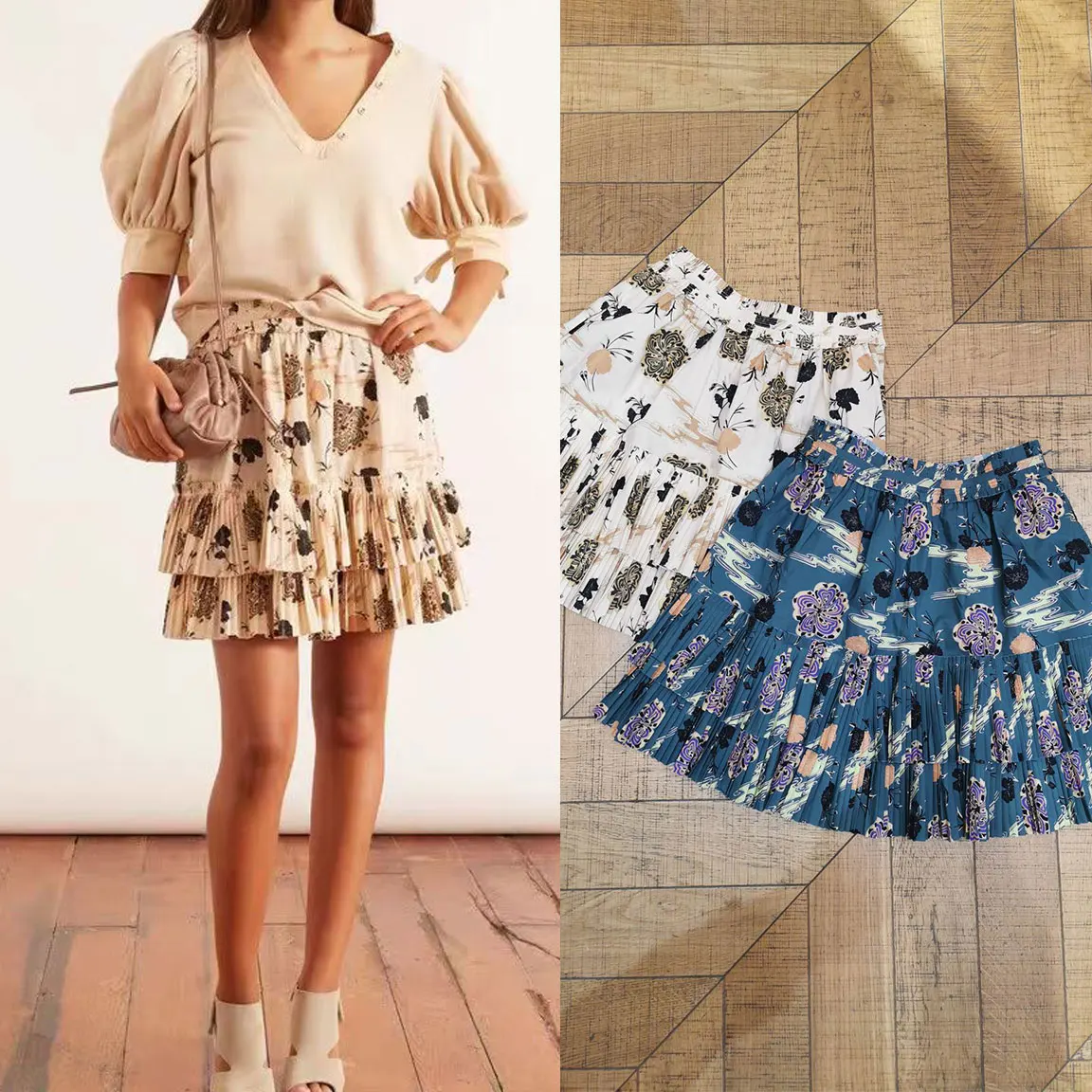 Women Floral Print Tiered Ruffle Mini Skirt Elastic High Waist Pleated Casual Short Skirt
Women Floral Print Tiered Ruffle Mini Skirt Elastic High Waist Pleated Casual Short Skirt