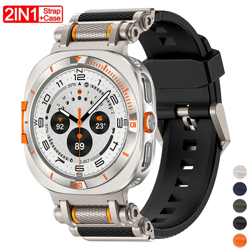Luxury Metal Case+Silicone Strap for Samsung Galaxy Watch Ultra 47mm Rugged Protector Bumper for Galaxy Watch 7 Ultra Wristband
Luxury Metal Case+Silicone Strap for Samsung Galaxy Watch Ultra 47mm Rugged Protector Bumper for Galaxy Watch 7 Ultra Wristband