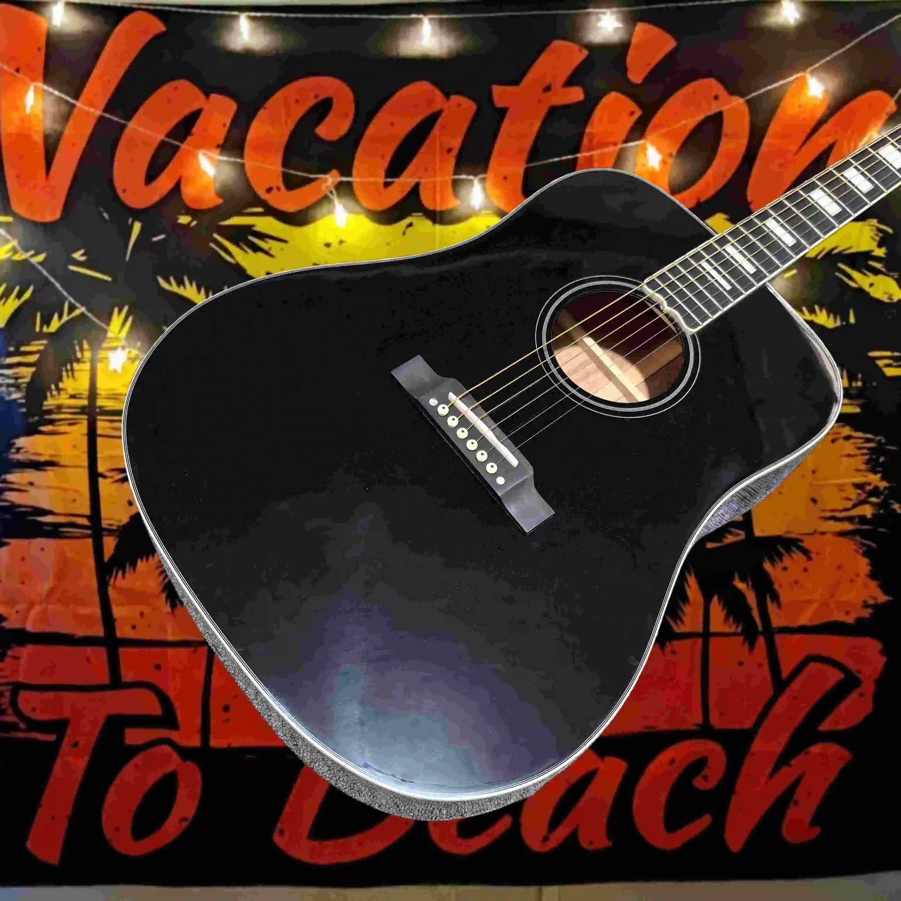 41 Inch D-bucket Bee Bird BK Acoustic Guitar Pure Black Glossy Spruce Solid Top Block Inlaid Advanced Performance Style
41 Inch D-bucket Bee Bird BK Acoustic Guitar Pure Black Glossy Spruce Solid Top Block Inlaid Advanced Performance Style